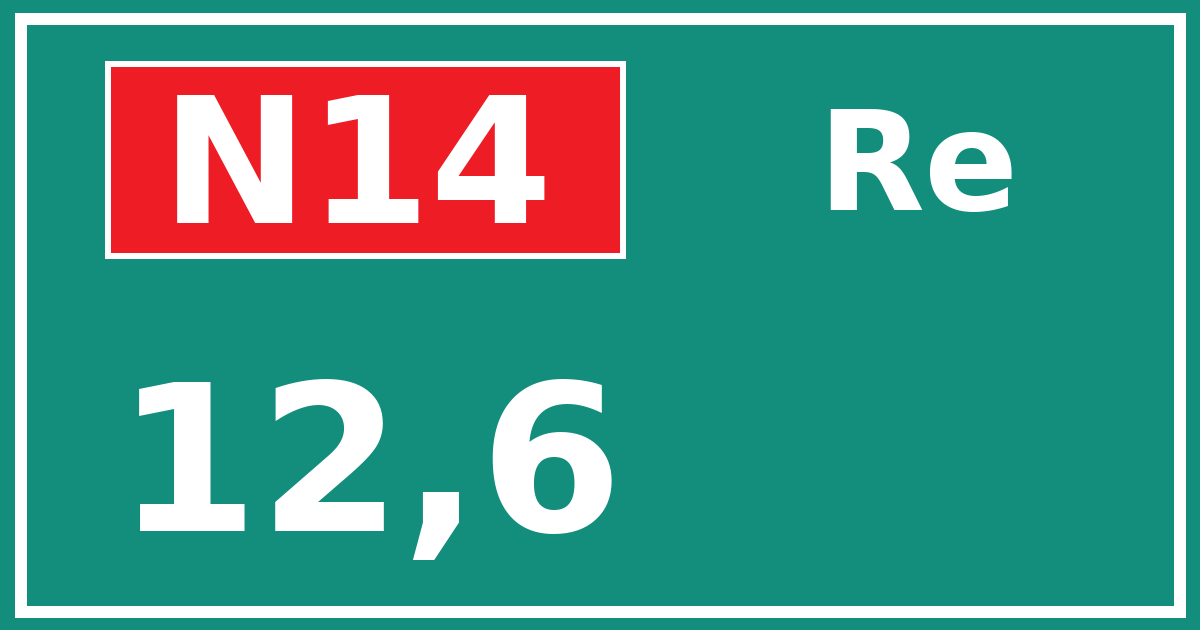 Hectometerbord N14 12,6 zijde Re