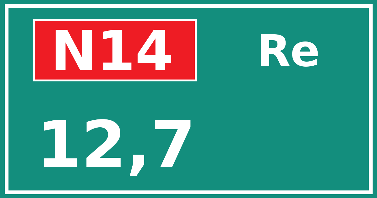 Hectometerbord N14 12,7 zijde Re