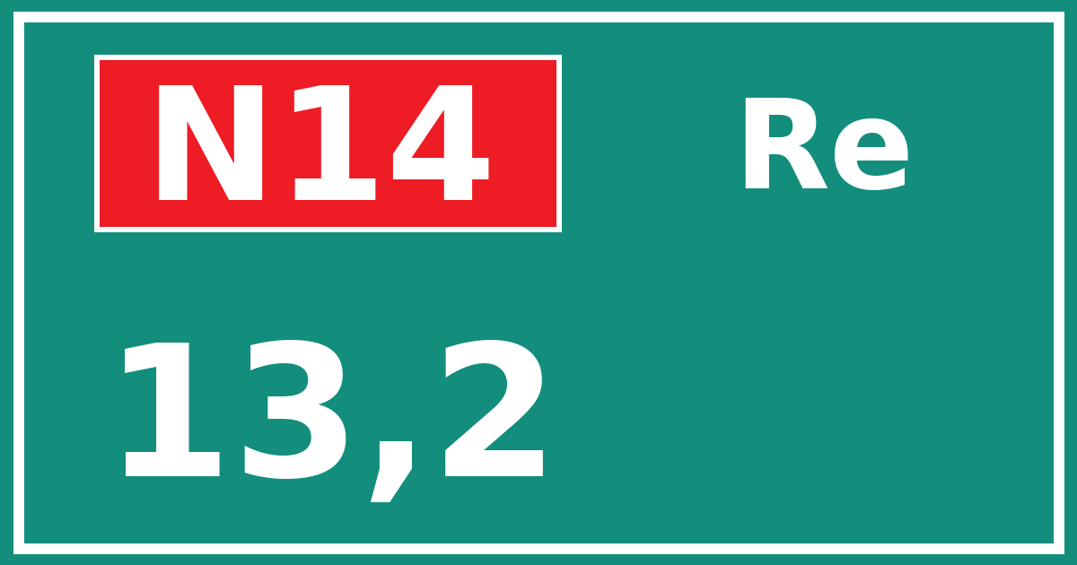 Hectometerbord N14 13,2 zijde Re