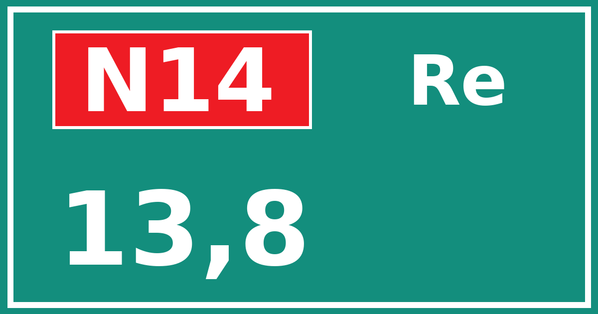 Hectometerbord N14 13,8 zijde Re