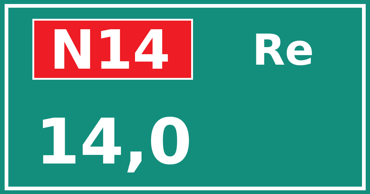 Hectometerbord N14 14,0 zijde Re