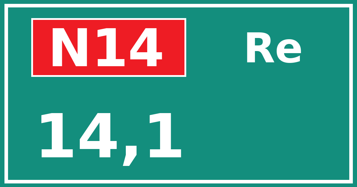 Hectometerbord N14 14,1 zijde Re