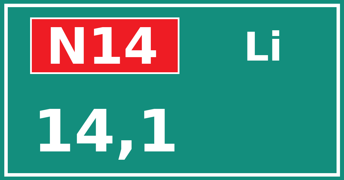 Hectometerbord N14 14,1 zijde Li