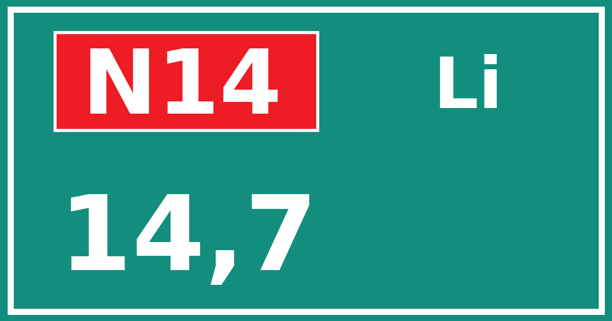Hectometerbord N14 14,7 zijde Li