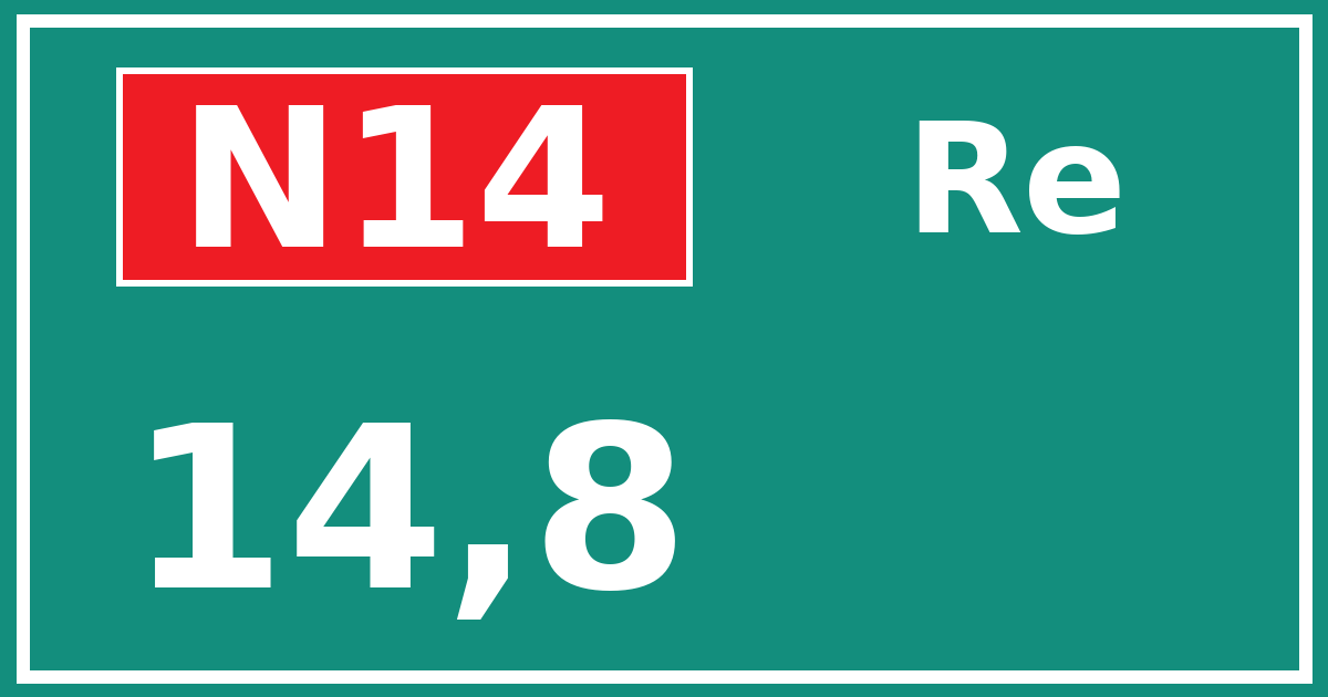 Hectometerbord N14 14,8 zijde Re