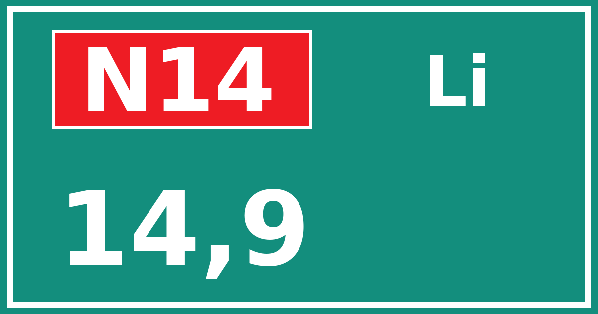 Hectometerbord N14 14,9 zijde Li