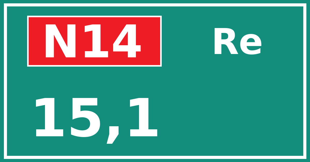 Hectometerbord N14 15,1 zijde Re