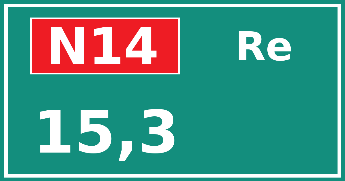 Hectometerbord N14 15,3 zijde Re