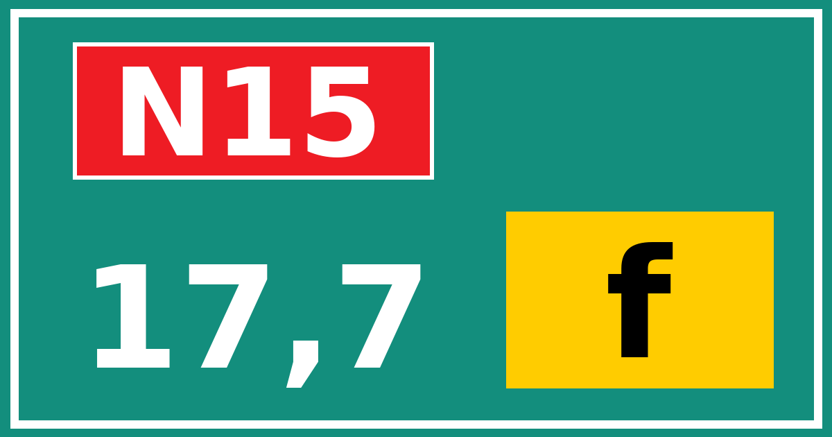 Hectometerbord N15 17,7 letter f