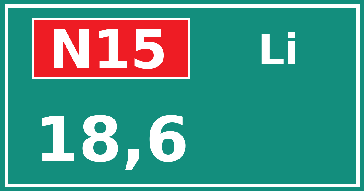 Hectometerbord N15 18,6 zijde Li