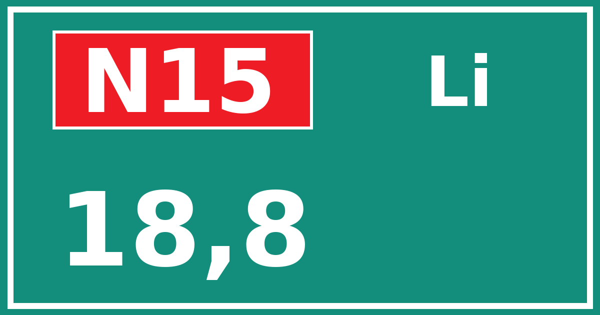 Hectometerbord N15 18,8 zijde Li