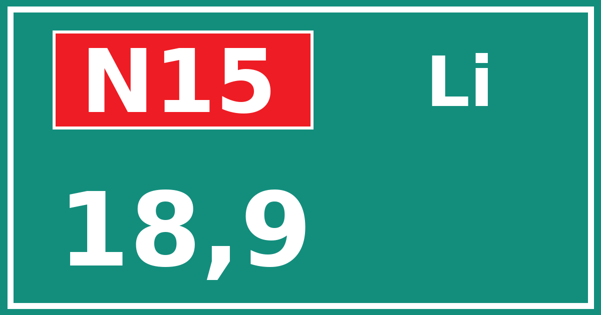 Hectometerbord N15 18,9 zijde Li