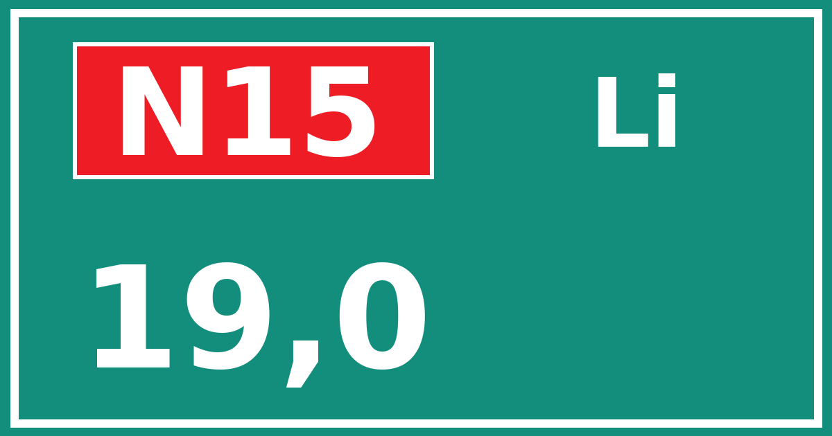 Hectometerbord N15 19,0 zijde Li
