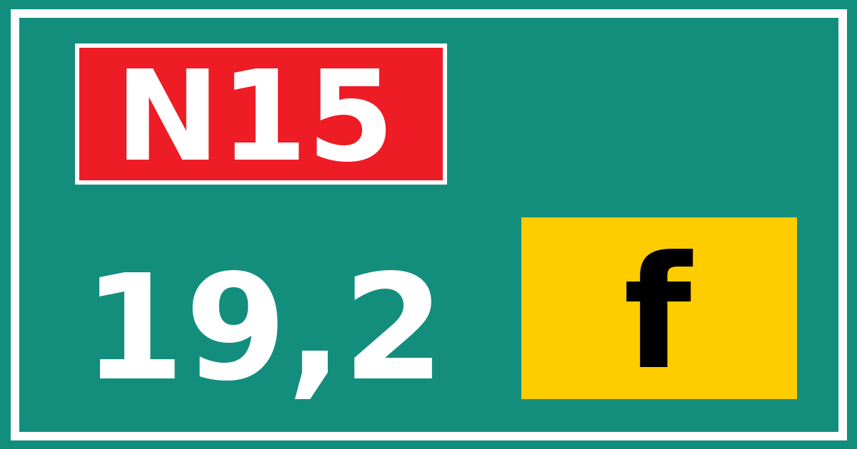 Hectometerbord N15 19,2 letter f