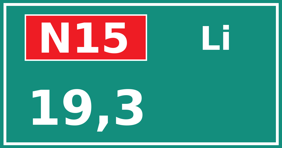 Hectometerbord N15 19,3 zijde Li