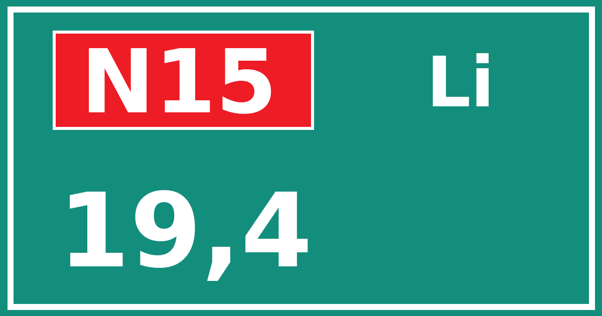 Hectometerbord N15 19,4 zijde Li
