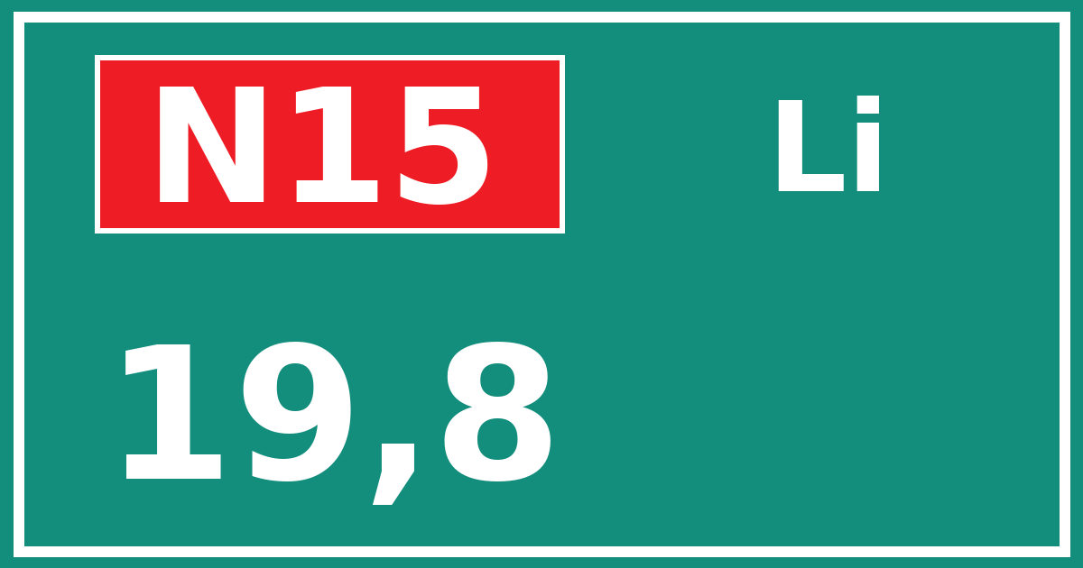 Hectometerbord N15 19,8 zijde Li