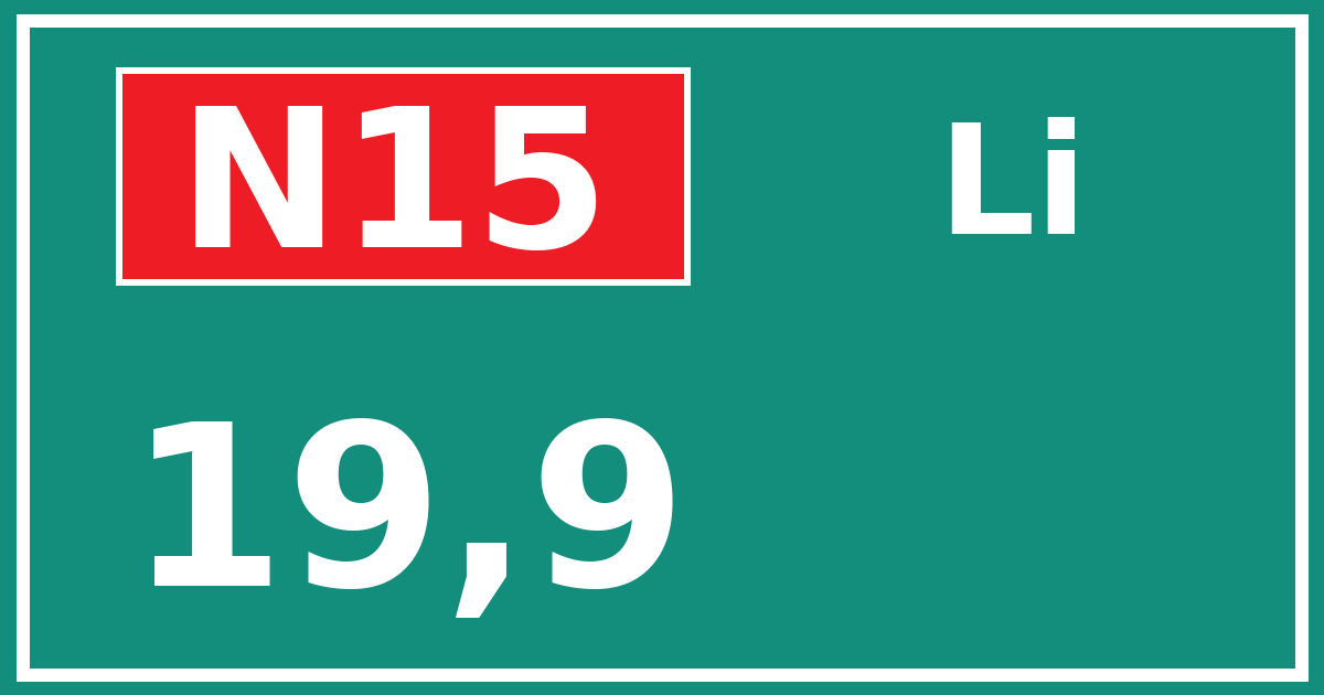 Hectometerbord N15 19,9 zijde Li