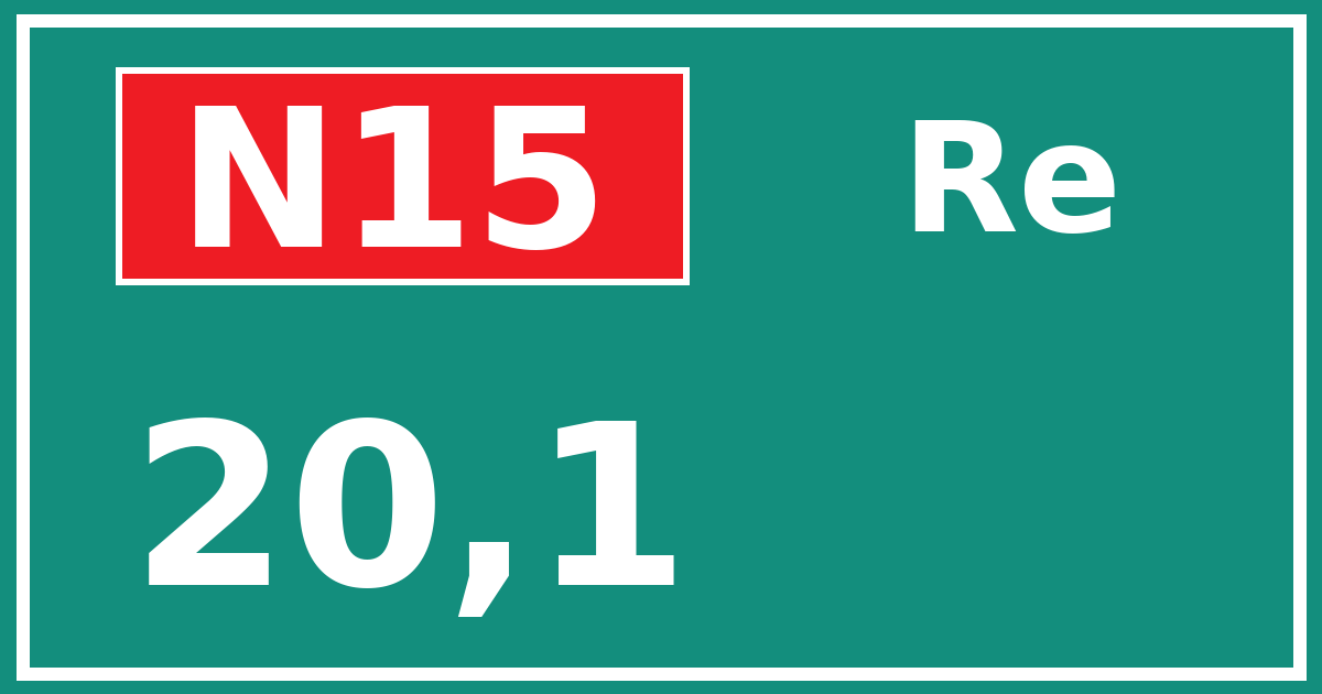 Hectometerbord N15 20,1 zijde Re