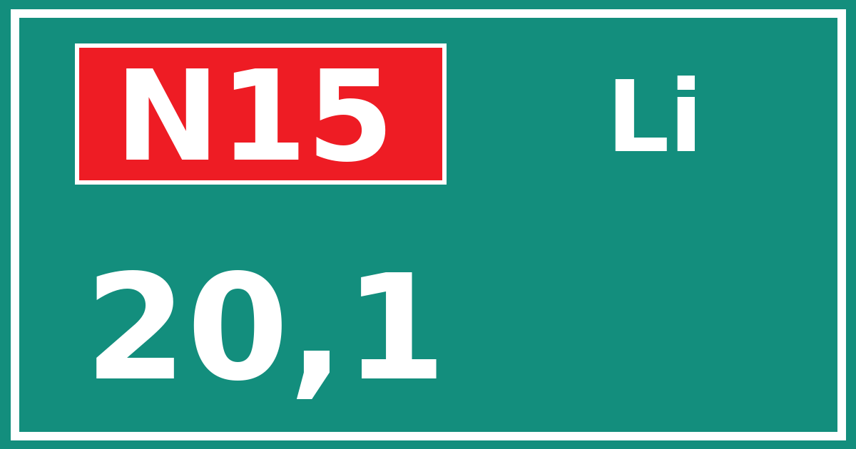Hectometerbord N15 20,1 zijde Li