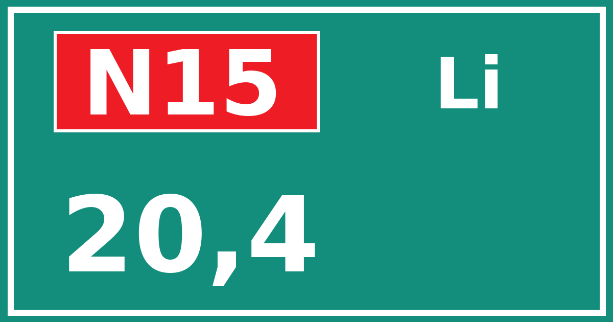 Hectometerbord N15 20,4 zijde Li