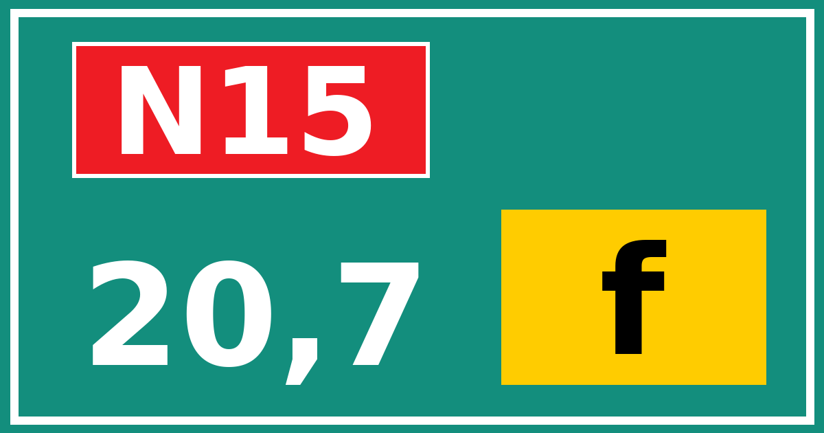 Hectometerbord N15 20,7 letter f
