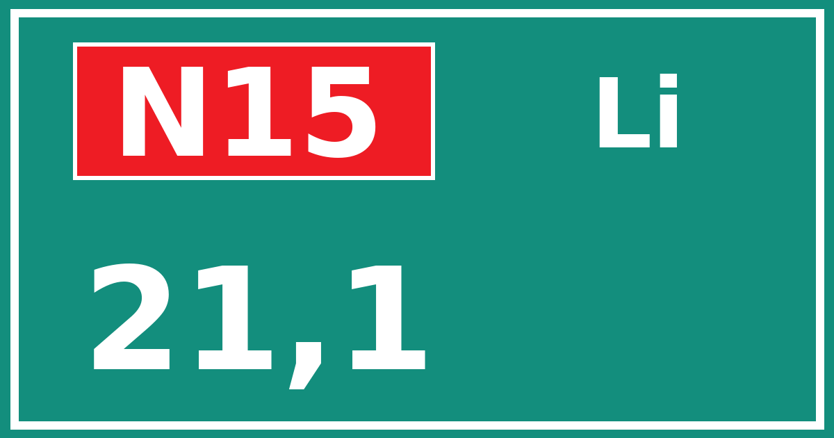 Hectometerbord N15 21,1 zijde Li