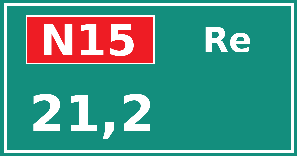 Hectometerbord N15 21,2 zijde Re