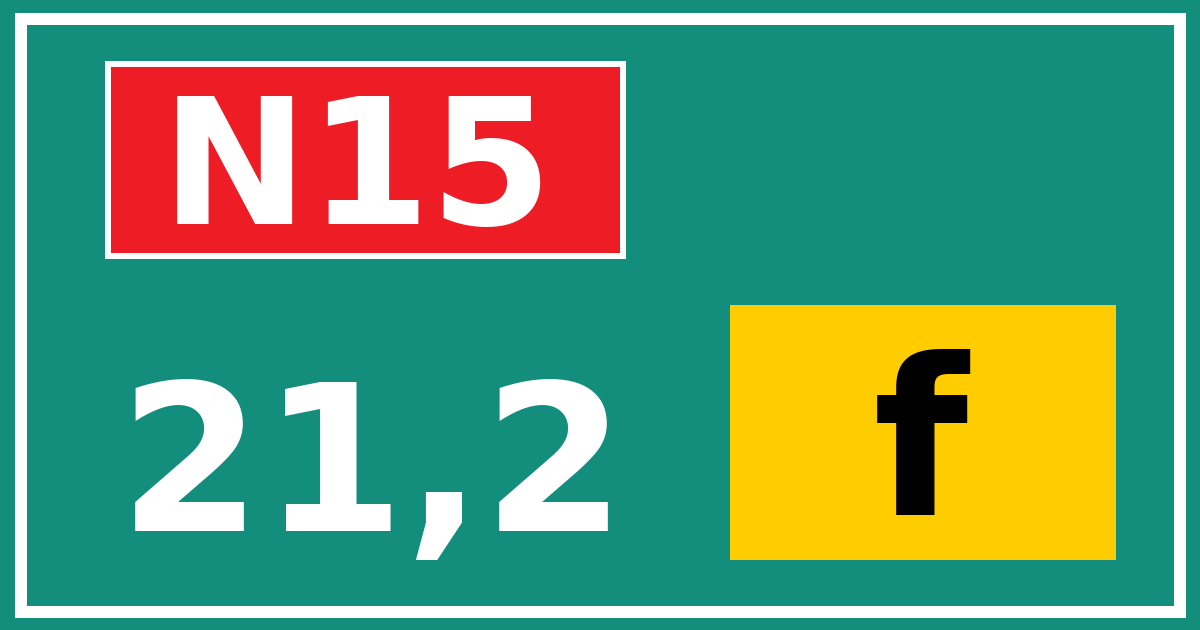 Hectometerbord N15 21,2 letter f