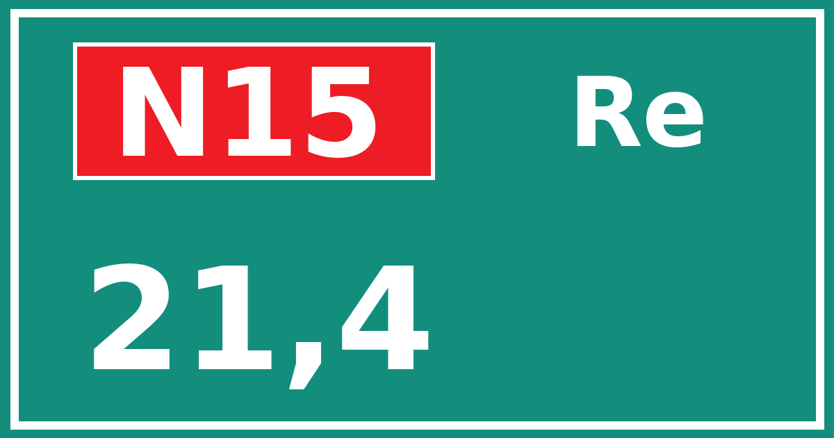 Hectometerbord N15 21,4 zijde Re