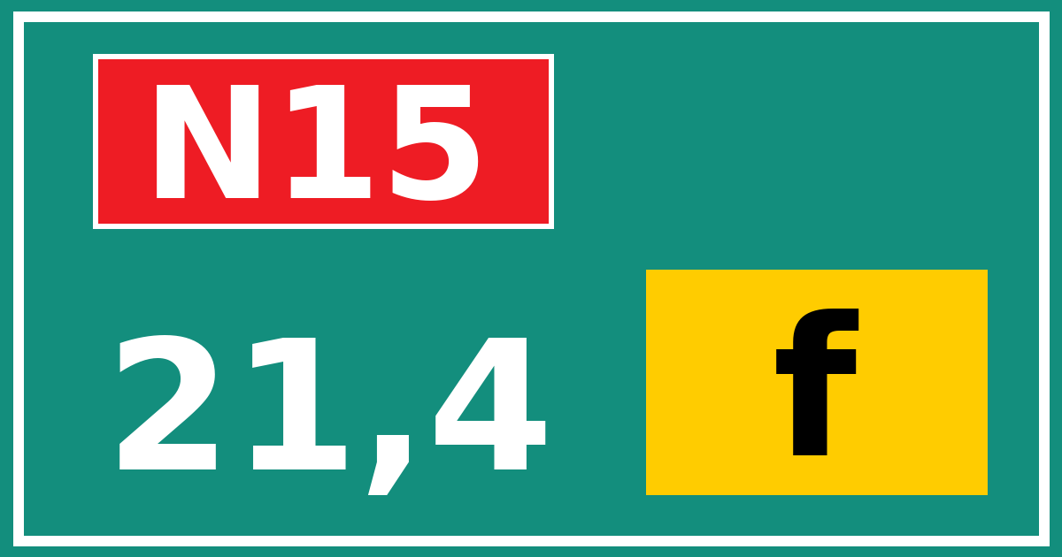 Hectometerbord N15 21,4 letter f