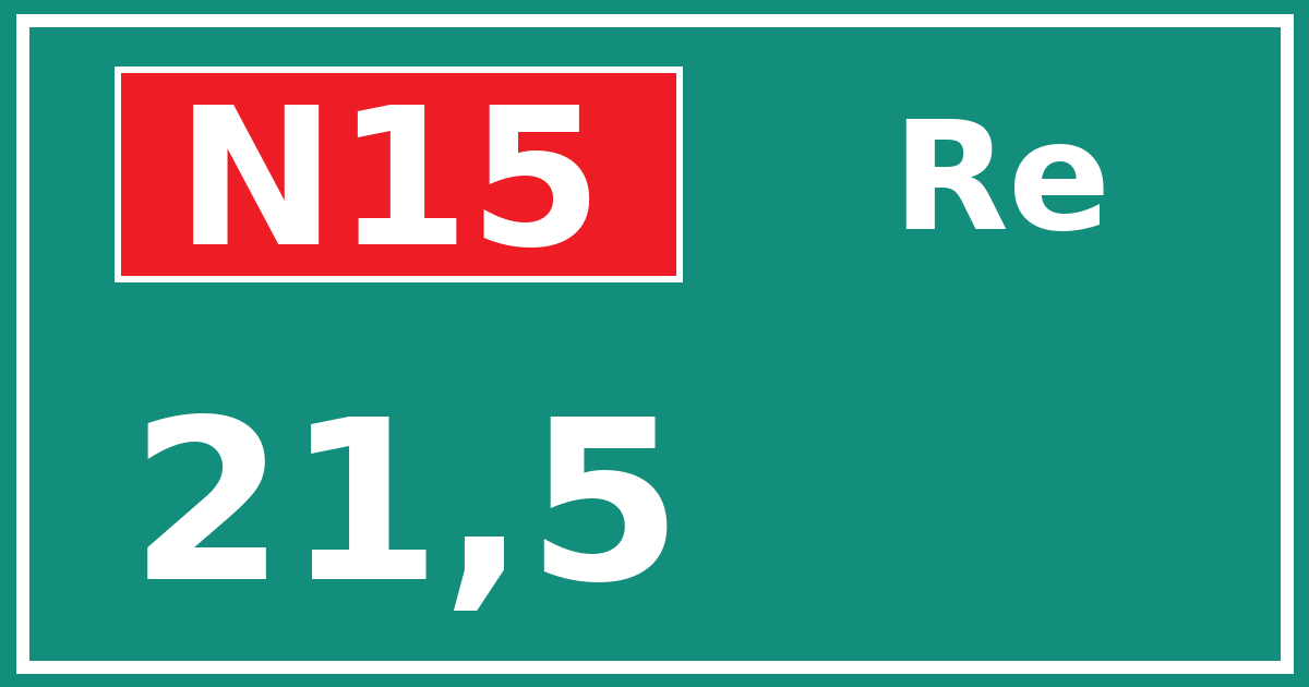 Hectometerbord N15 21,5 zijde Re