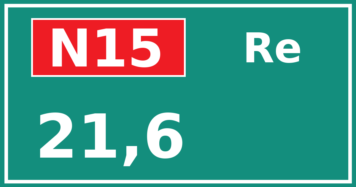 Hectometerbord N15 21,6 zijde Re