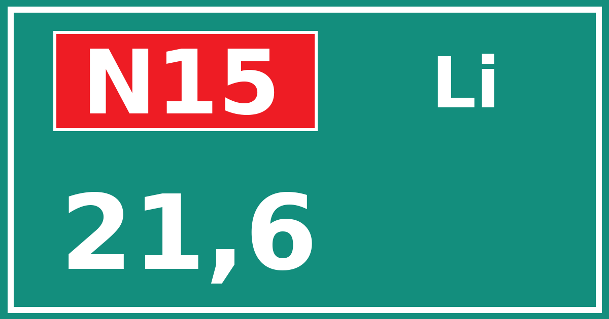 Hectometerbord N15 21,6 zijde Li