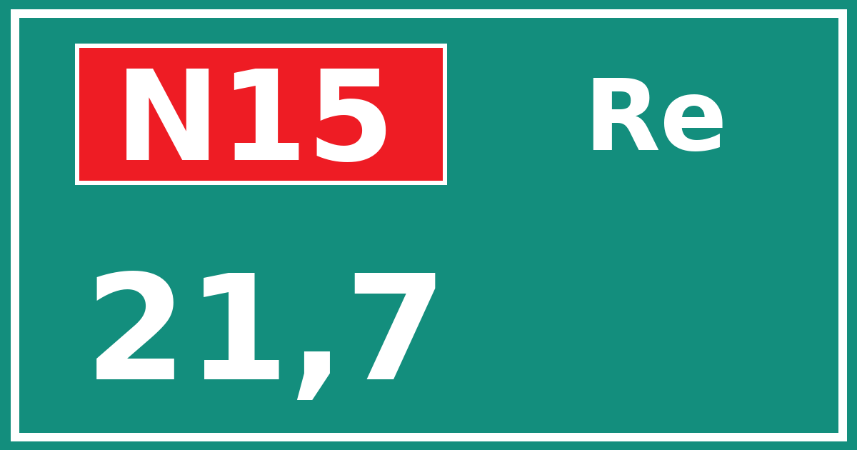 Hectometerbord N15 21,7 zijde Re