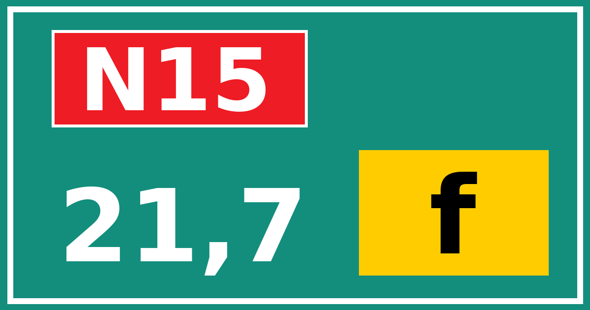Hectometerbord N15 21,7 letter f
