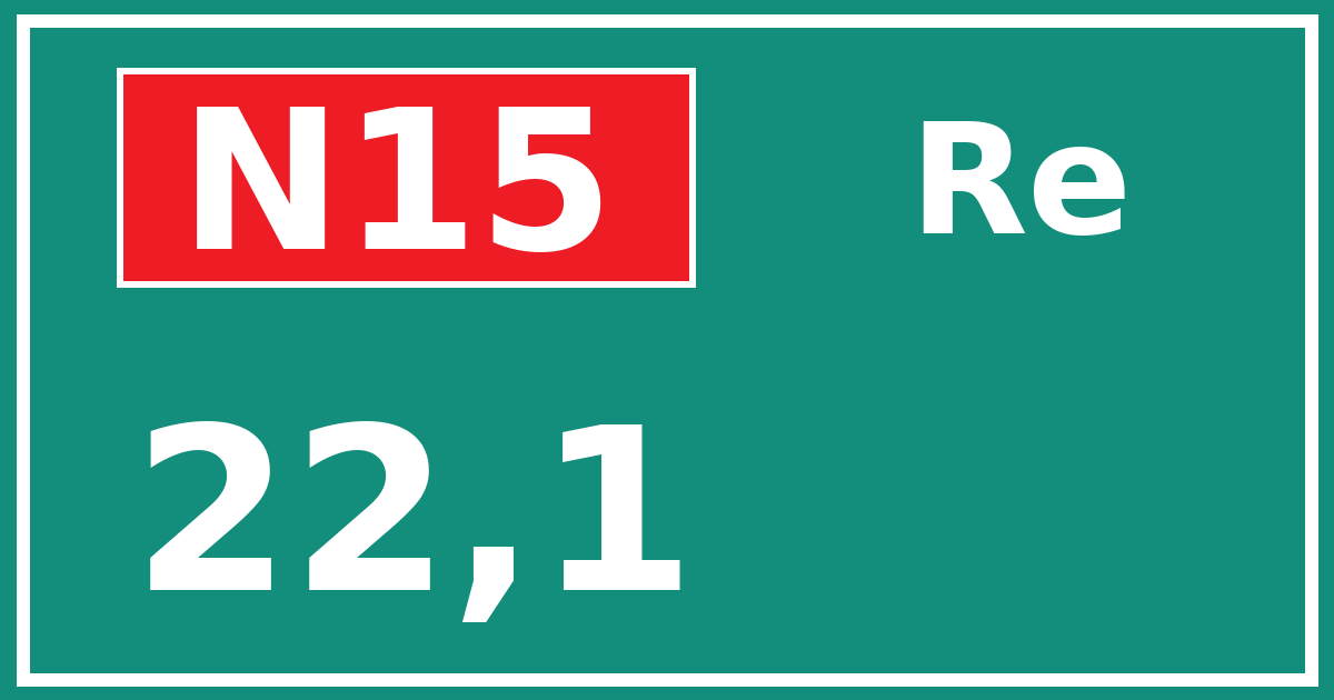 Hectometerbord N15 22,1 zijde Re