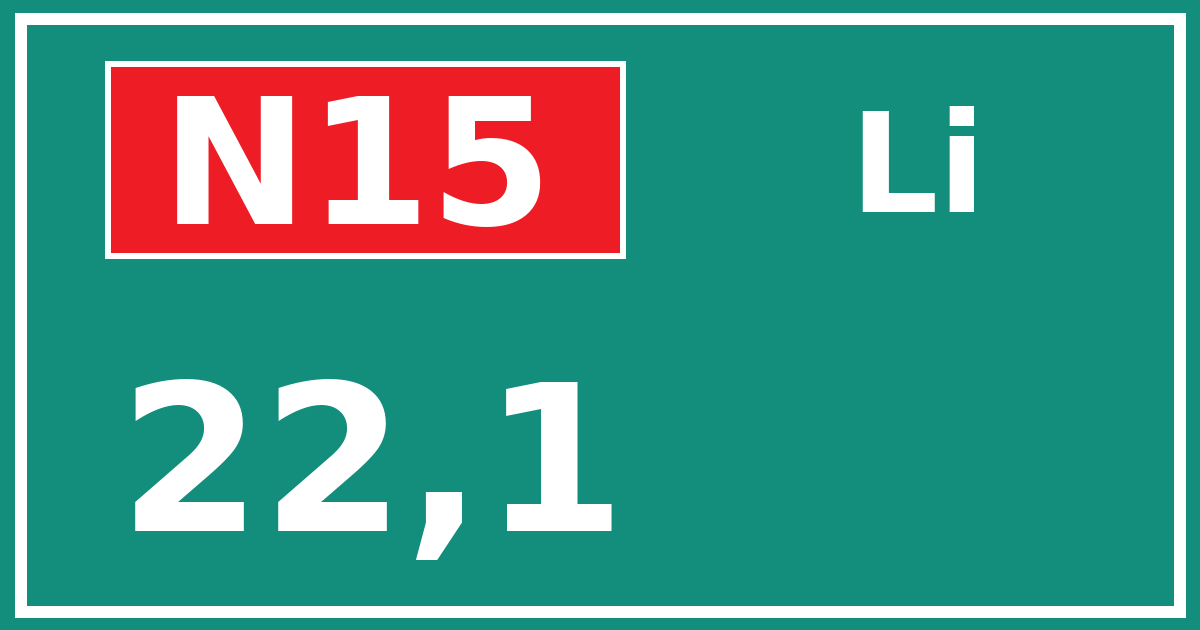 Hectometerbord N15 22,1 zijde Li