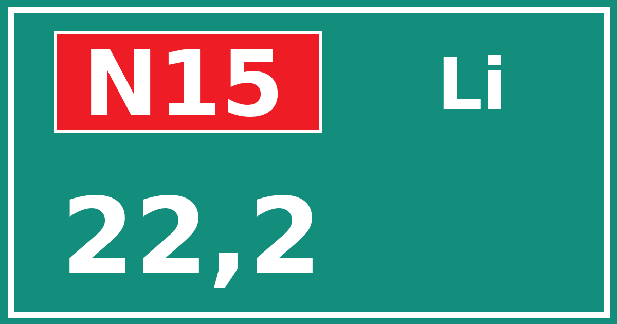Hectometerbord N15 22,2 zijde Li