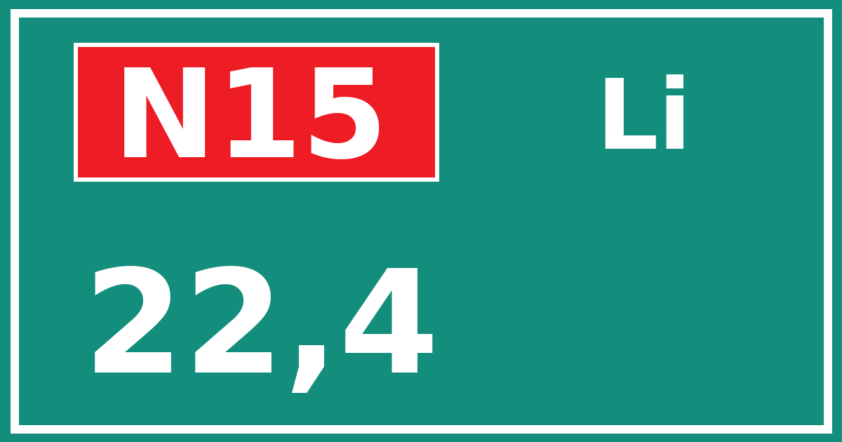 Hectometerbord N15 22,4 zijde Li