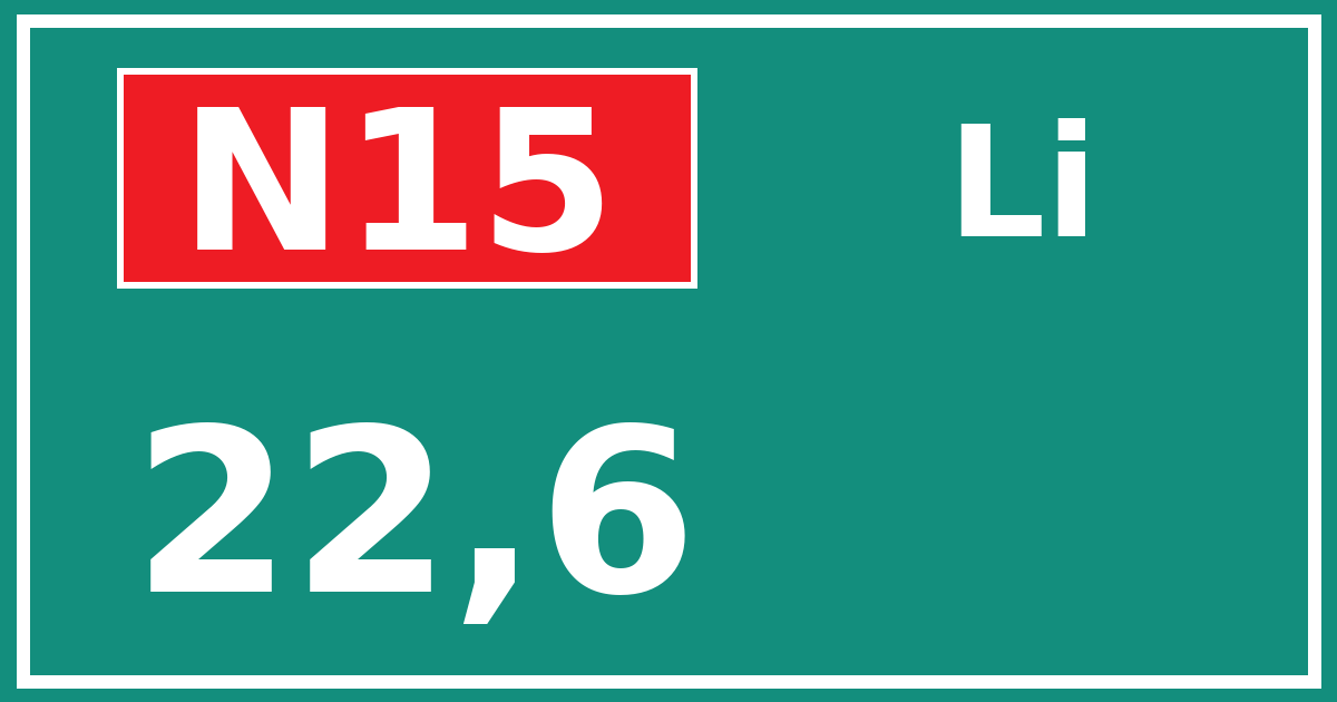 Hectometerbord N15 22,6 zijde Li