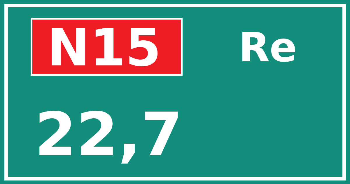 Hectometerbord N15 22,7 zijde Re