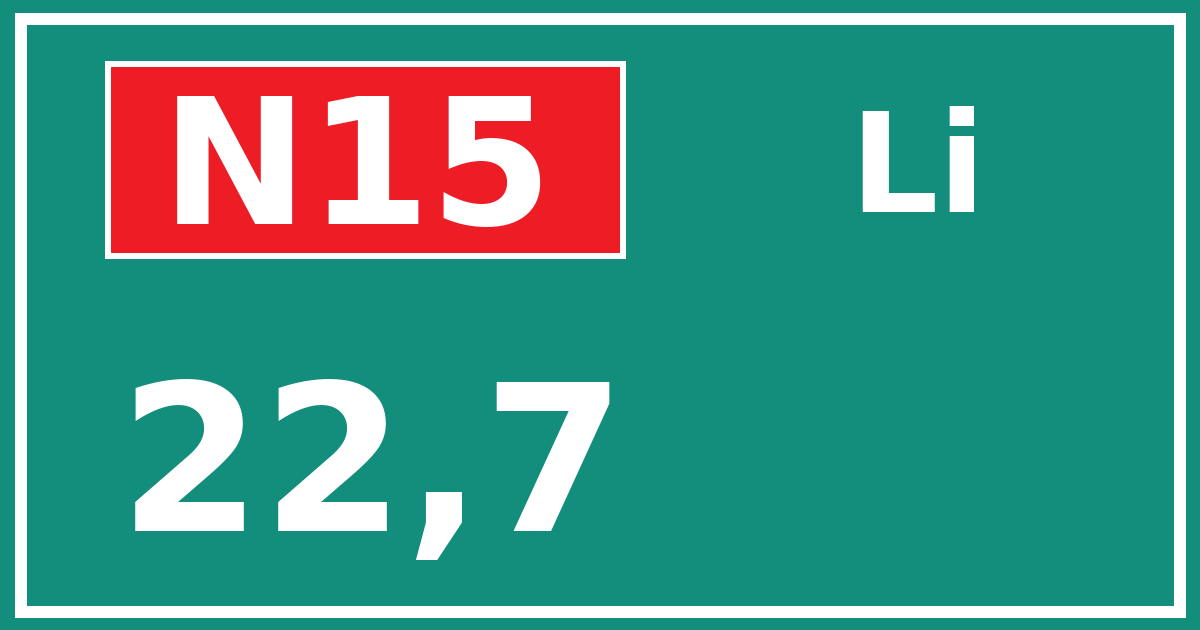 Hectometerbord N15 22,7 zijde Li
