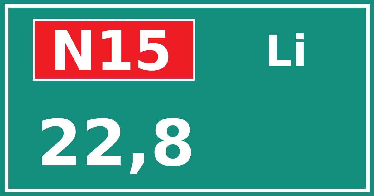 Hectometerbord N15 22,8 zijde Li