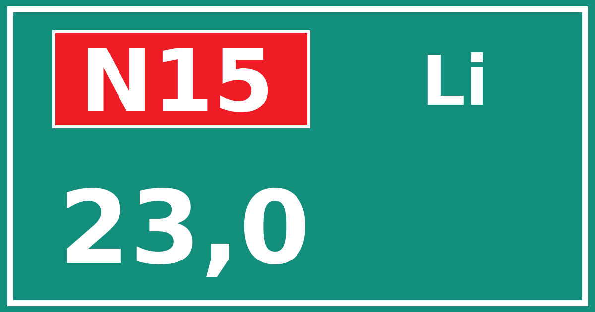 Hectometerbord N15 23,0 zijde Li