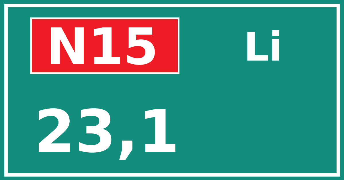 Hectometerbord N15 23,1 zijde Li