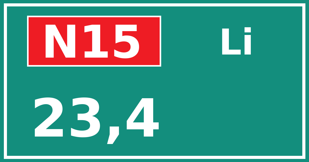 Hectometerbord N15 23,4 zijde Li