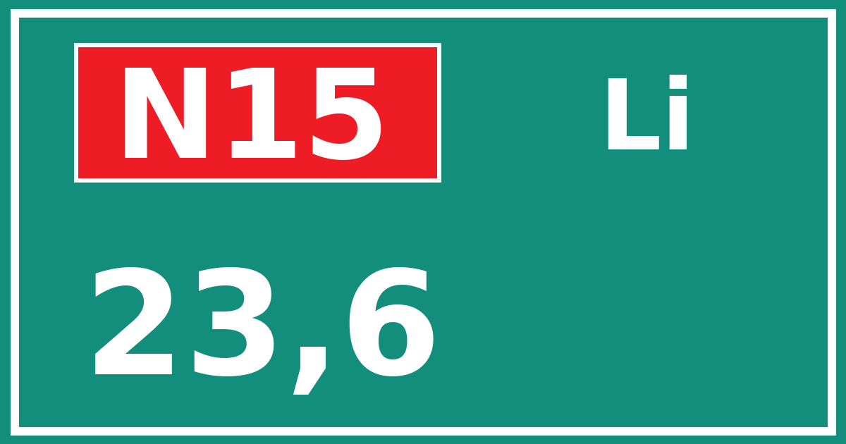 Hectometerbord N15 23,6 zijde Li