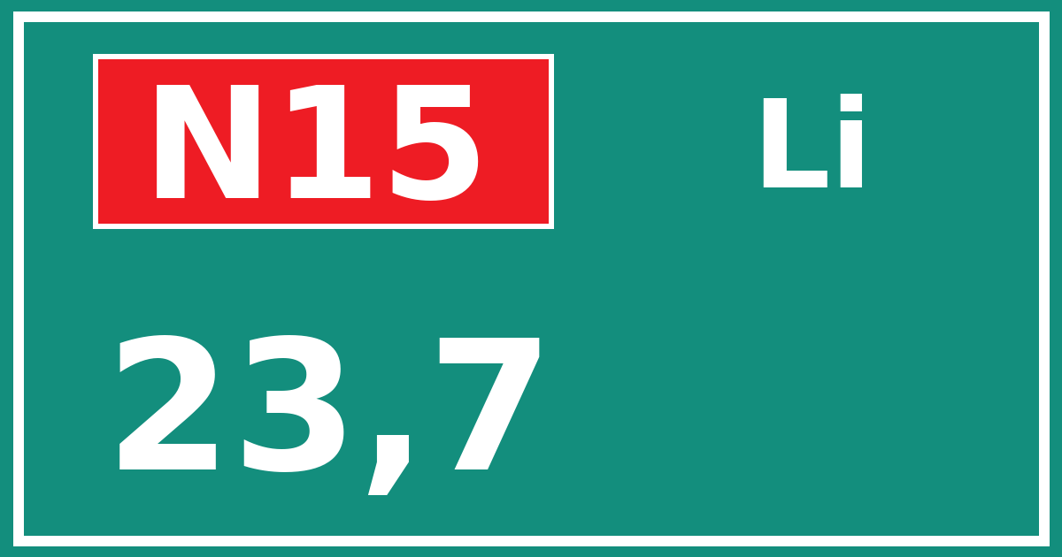 Hectometerbord N15 23,7 zijde Li