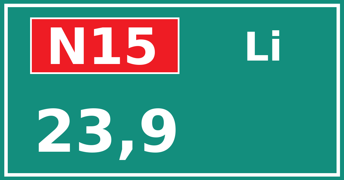 Hectometerbord N15 23,9 zijde Li